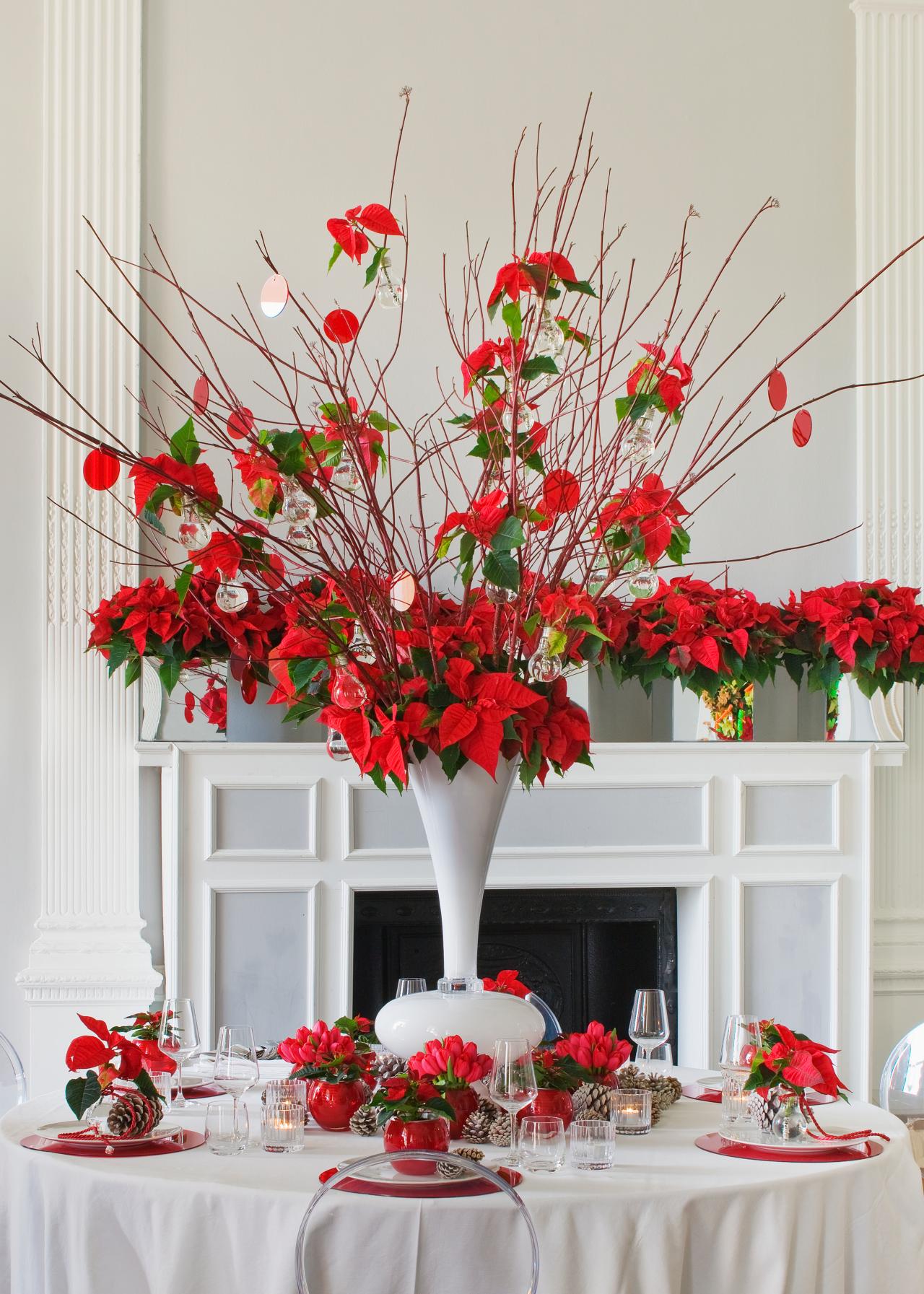 7 Snowed Artificial Poinsettia Clip-On Flower -Peach — Silks Are Forever