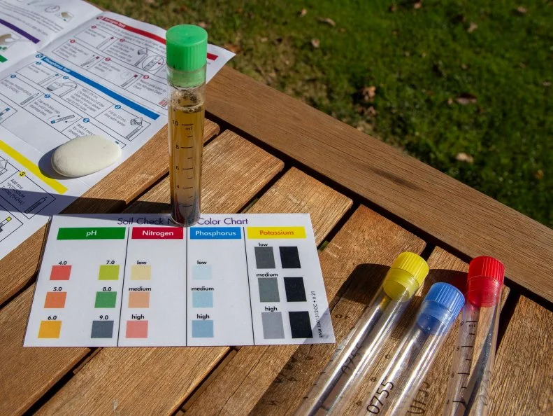 Soil test kit on a table