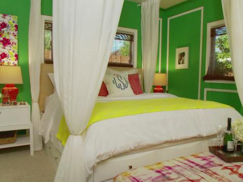 Green British Colonial Bedroom