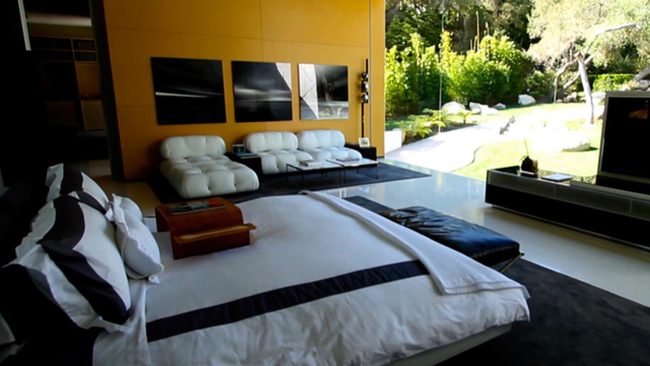 Glass-Walled Master Bedroom