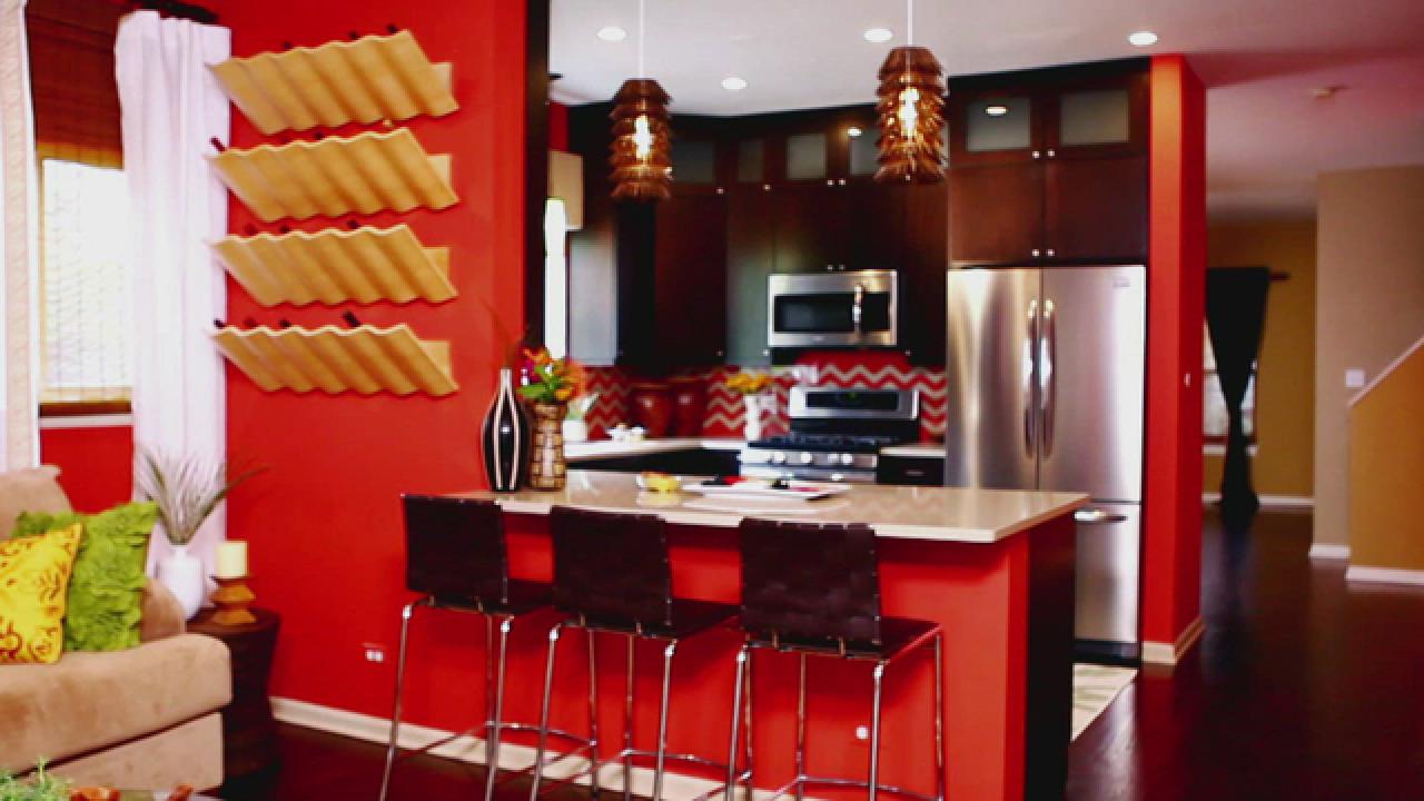 Contemporary Orange Living Room Makeover