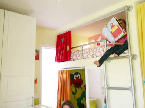 Overlapping Built-In Bunk Bed Solution for Three Young Girls