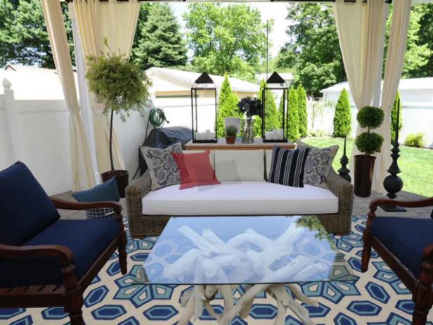 Lavish Blue-and-White Patio Video | HGTV