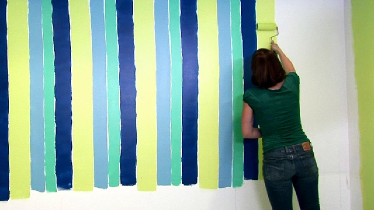 Painting Brightly Striped Wall