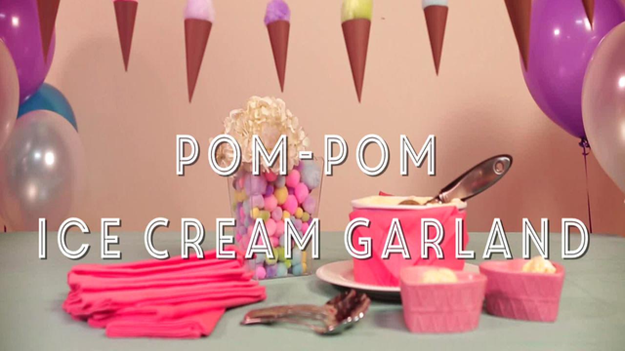 Pom-Pom Ice Cream Cone Garland