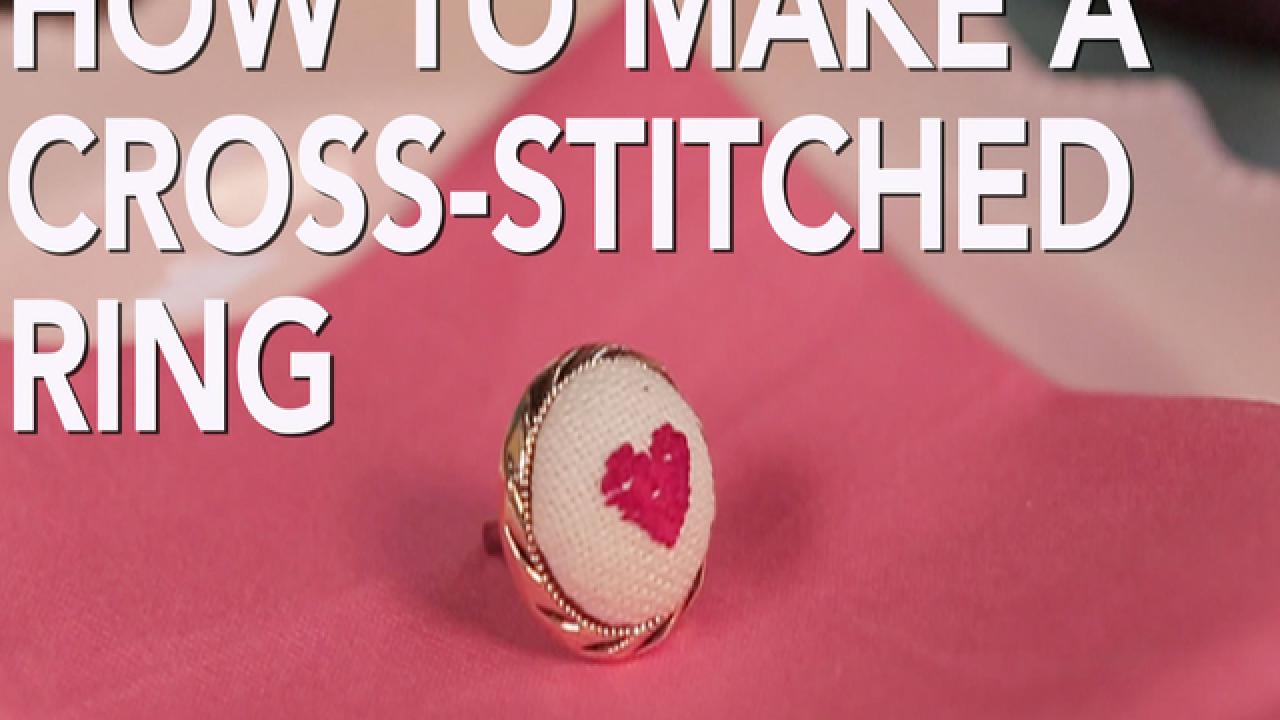DIY Cross-Stitch Heart Rings