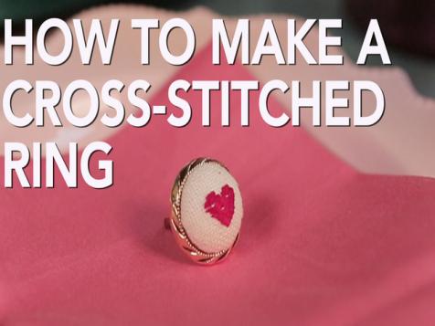 DIY Cross-Stitch Heart Rings
