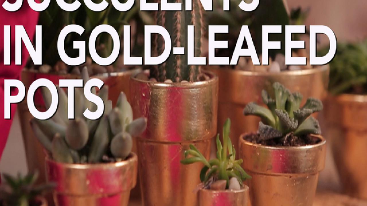 DIY Gold-Leafed Potted Plants