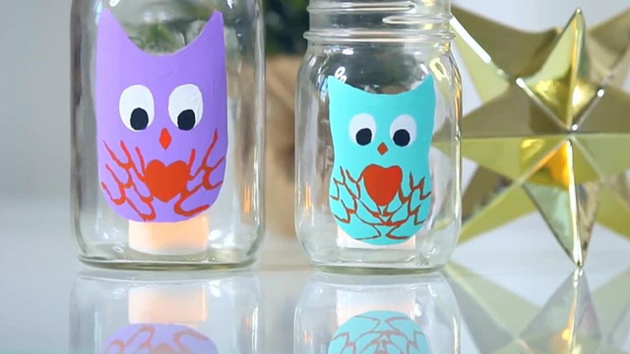DIY Owl Mason Jar Lanterns