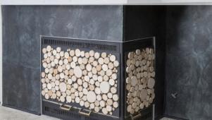 Wood Slice Fireplace Screen