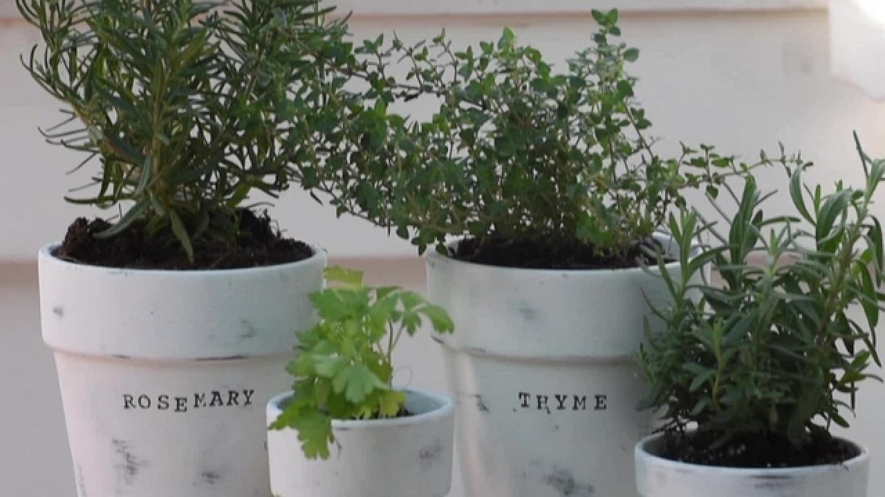 DIY Hand-Stamped Herb Planters