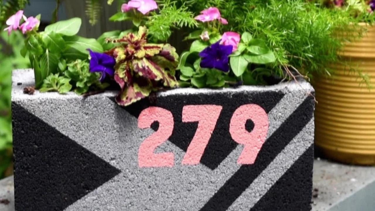 DIY Cinderblock House Number Planter