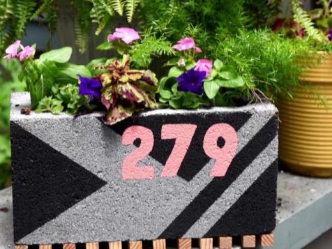 DIY Cinderblock House Number Planter