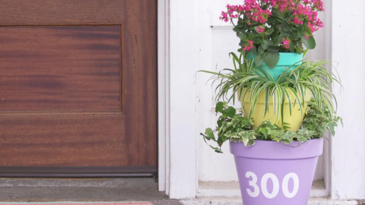 DIY Stacked House Number Planter