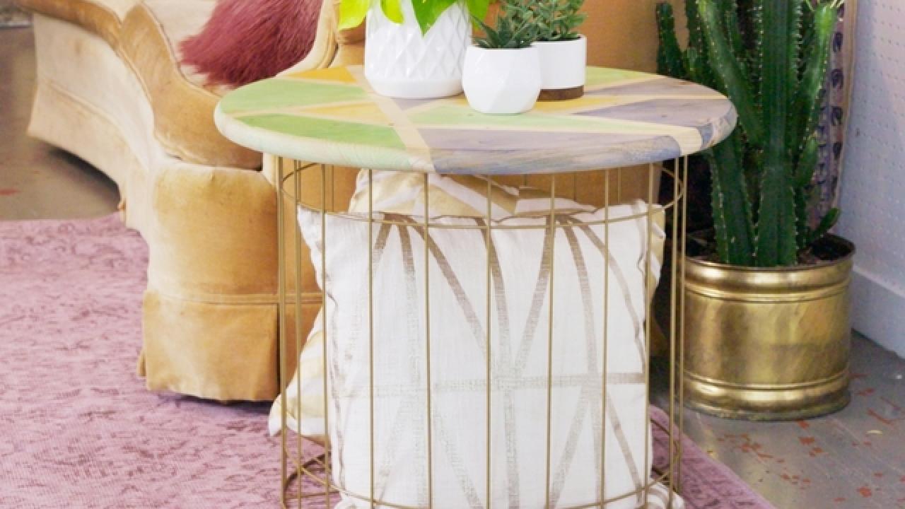 DIY Gold and Wood Side Table