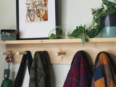 DIY Entryway Coat Rack With Shelf