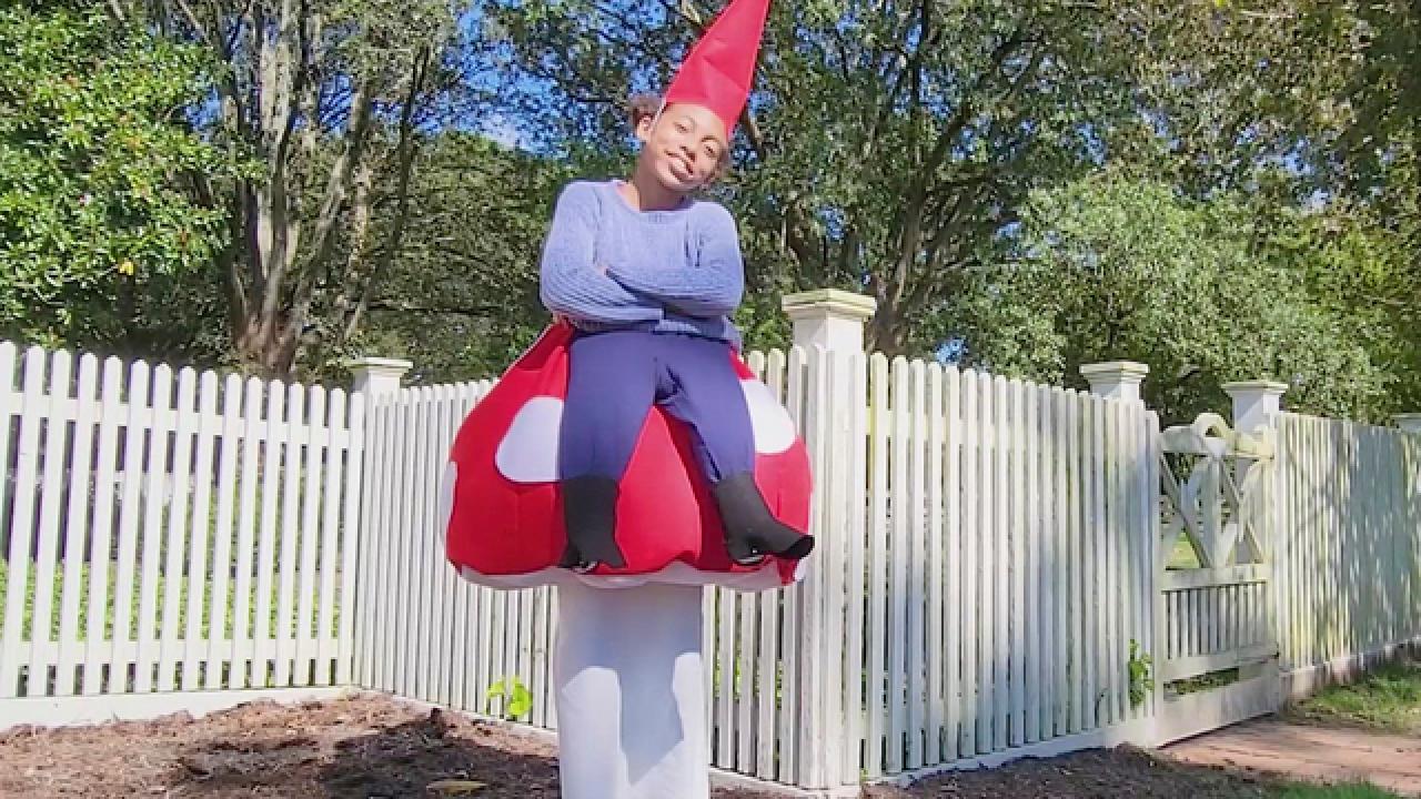 DIY Garden Gnome on a Mushroom Costume