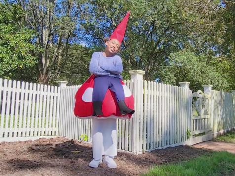 DIY Garden Gnome on a Mushroom Costume