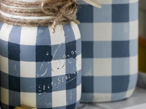 DIY Plaid Mason Jars
