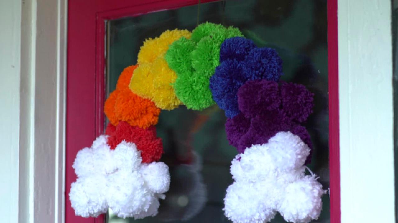 Pom-Pom Rainbow Wreath