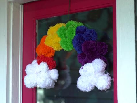 Pom-Pom Rainbow Wreath