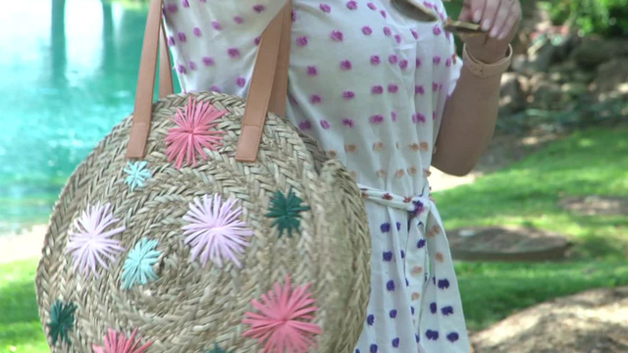 DIY Raffia Embroidered Straw Bag