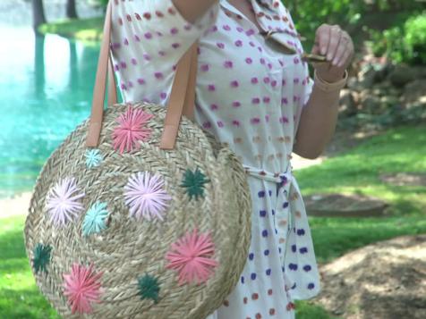 DIY Raffia Embroidered Straw Bag