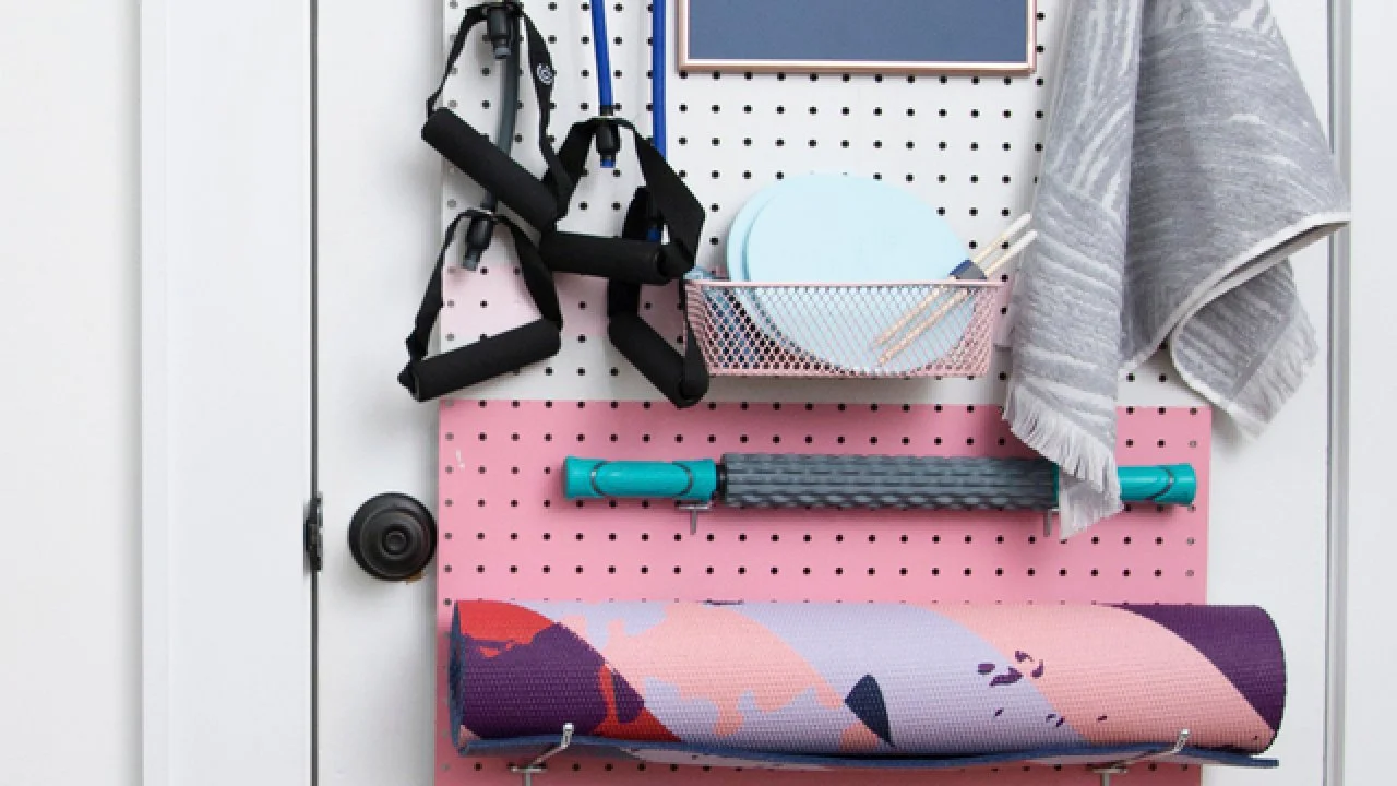 DIY Pegboard Workout Storage HGTV