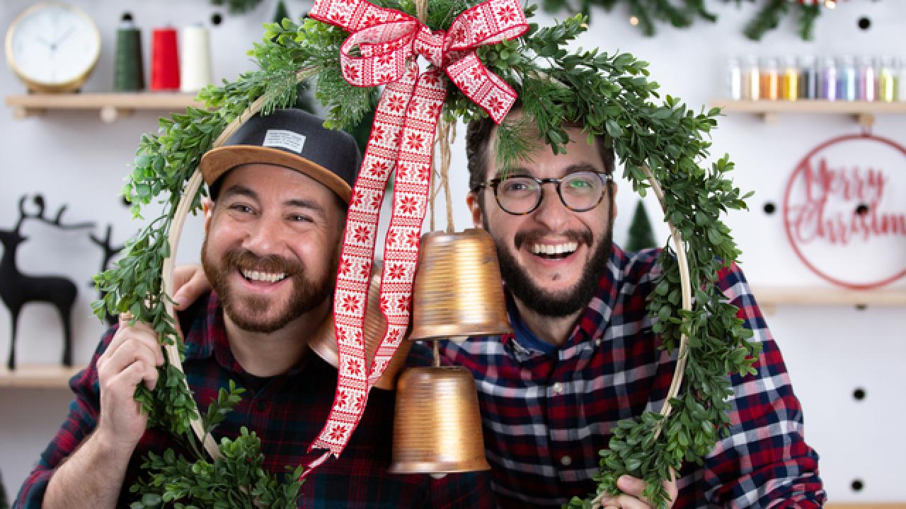 DIY Oversized Embroidery Hoop Holiday Wreath