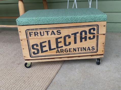 Upcycled Vintage Fruit Crate Ottoman