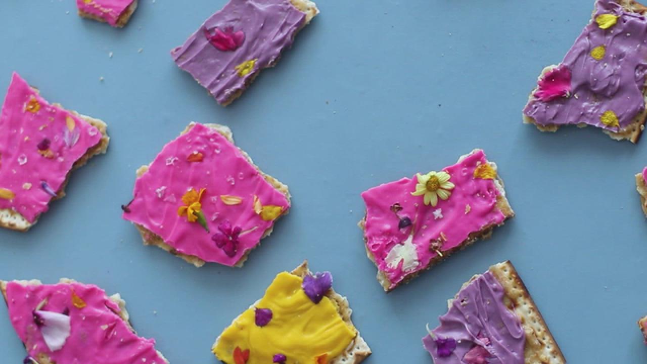 Edible Flower Toffee Matzo Recipe